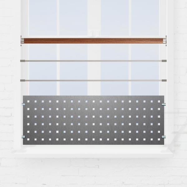 Garde-corps fenêtre lisse bois et tole