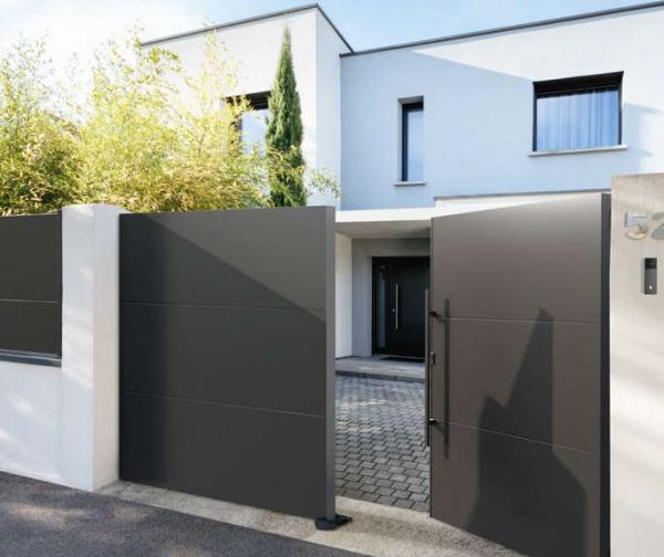 Portail battant noir moderne aluminium